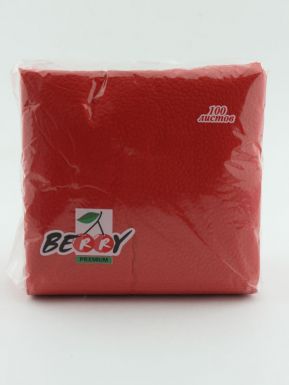 BERRY салфетки Премиум 24x24 см 100 шт, 1 слойные, цвет: ярко-красный