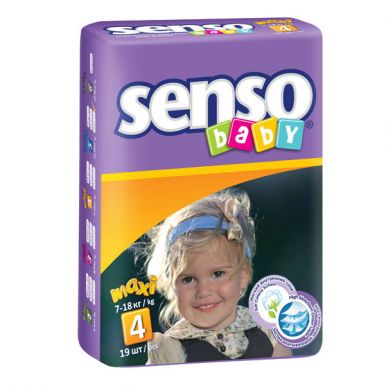 SENSO BABY подгузники детские b4 maxi с кремом-бальзамом 7-18кг 19шт