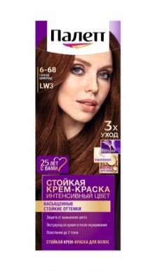 Palette Стойкая крем-краска для волос, LW3 (6-68) Горячий шоколад, защита от вымывания цвета, 110 мл