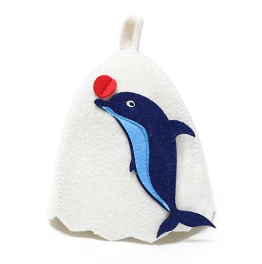 EVA шапка д/бани и сауны детская с аппликацией дельфин войлок белый