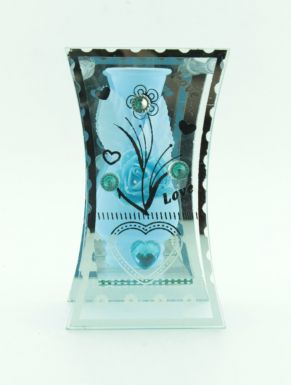 Композиция декоративная ваза в стеклянная 14,7х8,2х8,2см, цвет: микс, артикул: 20119-0444