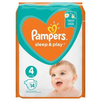Pampers 4 подгузники Sleep & Play Maxi, 14 шт (7-14кг) Стандартная упаковка