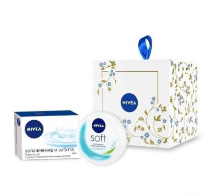 NIVEA набор подарочный интенсивное увлажнение: крем-мыло 100мл, крем soft 50мл