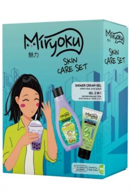 MIRYOKU подарочный набор алое+лайм skin care set: крем-гель д/душа 300мл, гель д/лица и тела 2в1 150