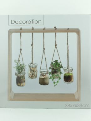 Декорация на деревянной подставке с растениями в горшках 5,5*7см HZ1007700
