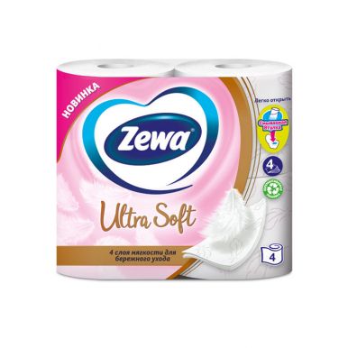 ZEWA ULTRA SOFT Туалетная Бумага 4-х слойная, 4 рулона