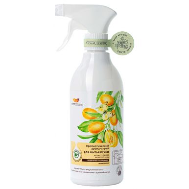 AROMACLEANINQ арома-спрей д/мытья кухни пробиотический солнечное настроение 500мл__