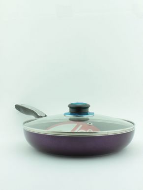 LR01-48 Сковорода LARA (фиолет) алюм 24х5 см, ИНДУКЦИЯ, толщина 3мм, антипригар покрытие, крышка