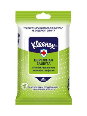 KLEENEX салфетки влажные освежающие и антибактериальные 10шт