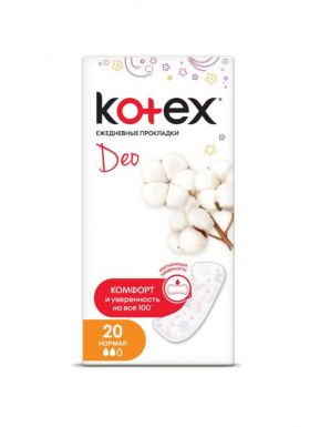 Kotex ежедневные прокладки Lux Normal Deo, 20 шт