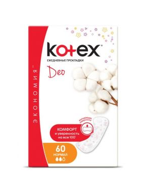 Kotex ежедневные прокладки Lux Normal Deo, 50+10 шт
