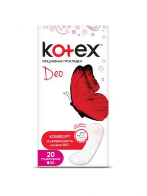 Kotex ежедневные прокладки Lux Super Slim Deo, 20 шт