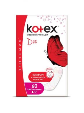 Kotex ежедневные прокладки Lux Super Slim Deo, 50+10 шт