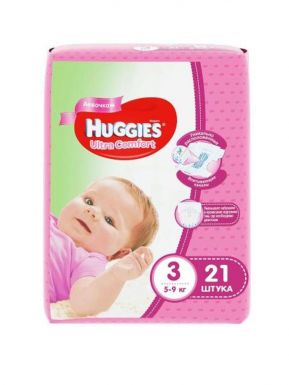 HUGGIES Ultra comfort 3 подгузники детские girl 5-9кг 21шт