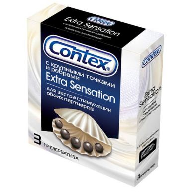 Contex презервативы Extra Sensation, 3 шт, точки+ребра