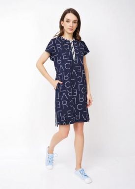 Clever Платье женское, размер: 170-50-XL, темно-синий-белый, артикул: LDR21-888/1