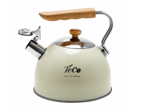 TECO чайник со свистком цв.бежевый с деревянной ручкой 2,5л TC-126