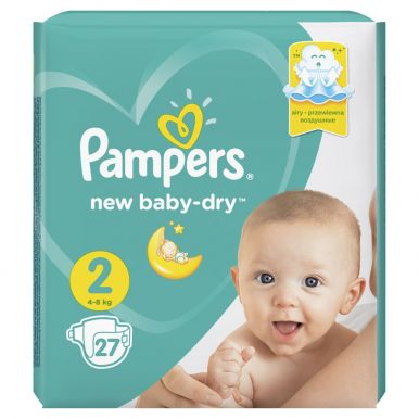Pampers подгузники Baby 2 Mini (3-6кг), 27 шт Стандартная упаковка