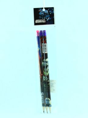 Centrum набор карандашей черно графитовый с ластиком НВ, ЗВ, 3 шт, в индивидуальной упаковке, ПВХ с подвесом