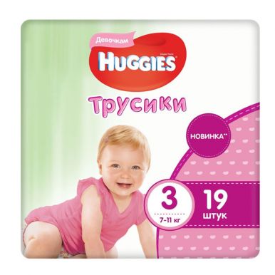 Huggies трусики-подгузники 3 для девочек, 7-11 кг, 19 шт