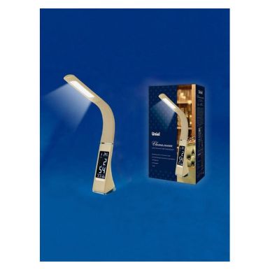 UNIEL светильник настольный часы, календарь, термометр 5W.TLD-542 Cream/LED/300Lm/5000K