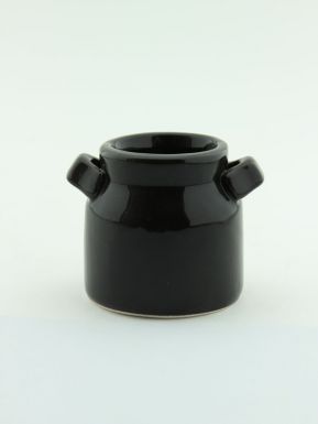 Кашпо бидон Декоративное для цветов 6,5х6,5х8,5см, черное керамика, артикул: Fema0144