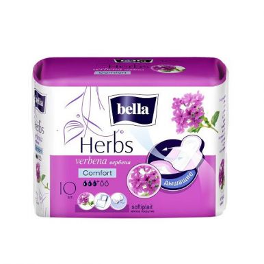 Bella Herbs komfort verbena прокладки 10 шт, с экстрактом вербы, артикул: Be-012-Rw10-078