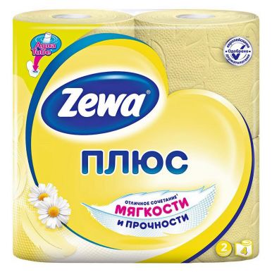 Zewa Плюс туалетная бумага, двухслойная, 4 рулона, аромат ромашка