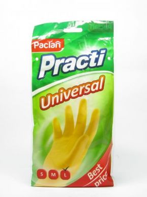 Paclan перчатки резиновые PractiUniversal жёлтые, размер: L, 2 шт