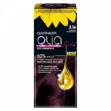 Garnier стойкая крем-краска для волос Olia, тон 3.16 Взрывной ультрафиолет МиниКит