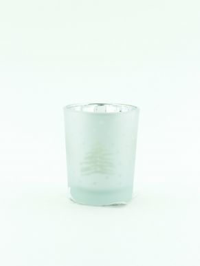 Свечи в стеклянном стакане разм. 55x60mм, цвет серебро 420200330