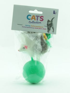 Игрушка для кошек Мышка на мяче синий/зеленый, артикул: 491001140