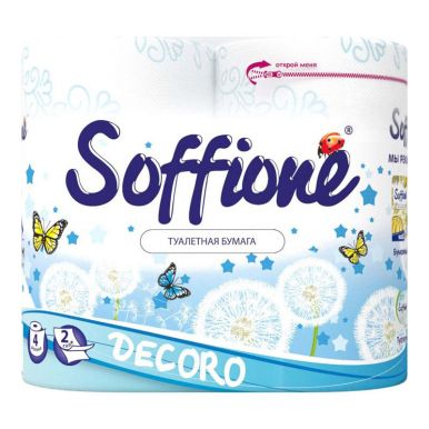 Soffione Decoro туалетная бумага Blue Голубая, 2 слоя, 4 рулона