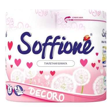 Soffione Decoro туалетная бумага Pink Розовая, 2 слоя, 4 рулона