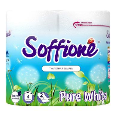Soffione Pure туалетная бумага White Белая, 2 слоя, 4 рулона