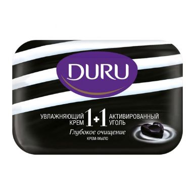 DURU SOFT SENSATIONS Мыло туалетное Увлажняющий крем и Активный уголь, 80 гр