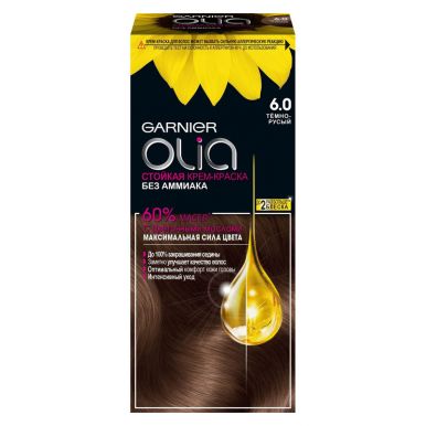 Garnier стойкая крем-краска для волос Olia, тон 6.0 Тёмно-русый МиниКит