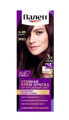 Palette Стойкая крем-краска для волос, RFE3 (4-89) Баклажан, защита от вымывания цвета, 110 мл