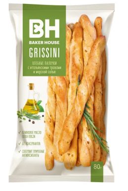 БАКЕР ХАУС хлебные палочки grissini итальянские травы 80г