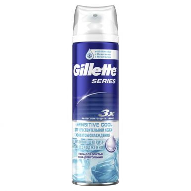 GILLETTE Пена для бритья Sensitive Skin для чувствительной кожи с эффектом охлаждения, 250 мл