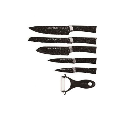 Набор кухонных ножей из нержавеющей стали Hoffburg, цвет: Черный, 6 предметов. HB-60250