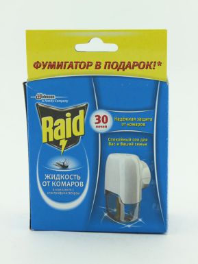 RAID Жидкость для фумигатора 30 ночей+ Рэйд фумигатор в ПОДАРОК