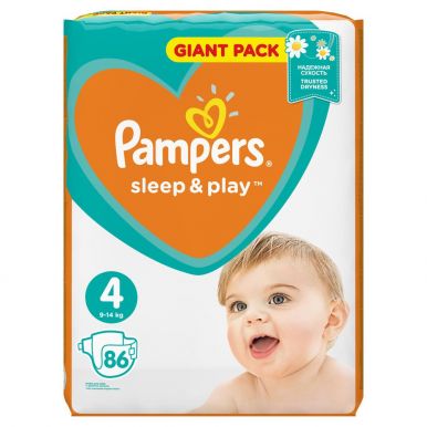 Pampers 4 подгузники Sleep & Play Maxi, 86 шт (7-14кг) Джайнт упаковка