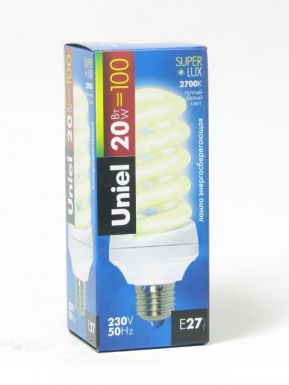 Энергосберегающая лампа UNIEL STANDART ESL-S11-20/2700/E27 картон
