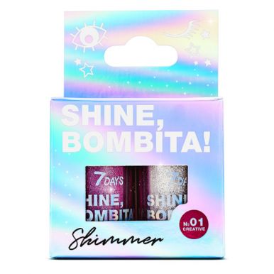 7 DAYS набор шиммеров для глаз и лица, тон 01, Creative PInk + Platinum Shine, BOMBITA!