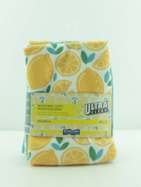 Салфетки для протирки и удаления пыли 4 шт, размер: 40х40 см, дизайн лимоны, артикул: 314419220