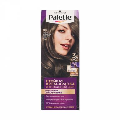 Palette Стойкая крем-краска для волос, C6 (7-1) Холодный средне-русый, защита от вымывания цвета, 110 мл