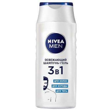 Nivea шампунь-гель 3в1 освежающий для мужчин, 250 мл