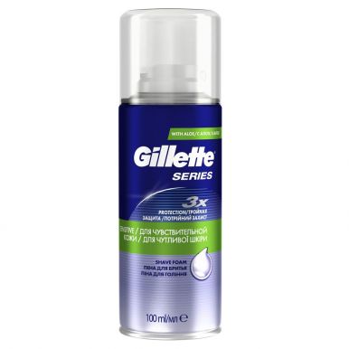 GILLETTE TGS Пена для бритья Sensitive Skin с алоэ, 100 мл