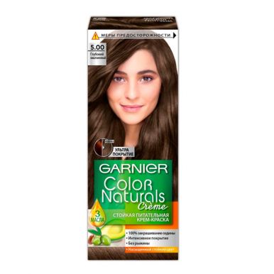 Garnier стойкая питательная крем-краска для волос Color Naturals, тон 5.00 глубокий каштановый, 110 мл